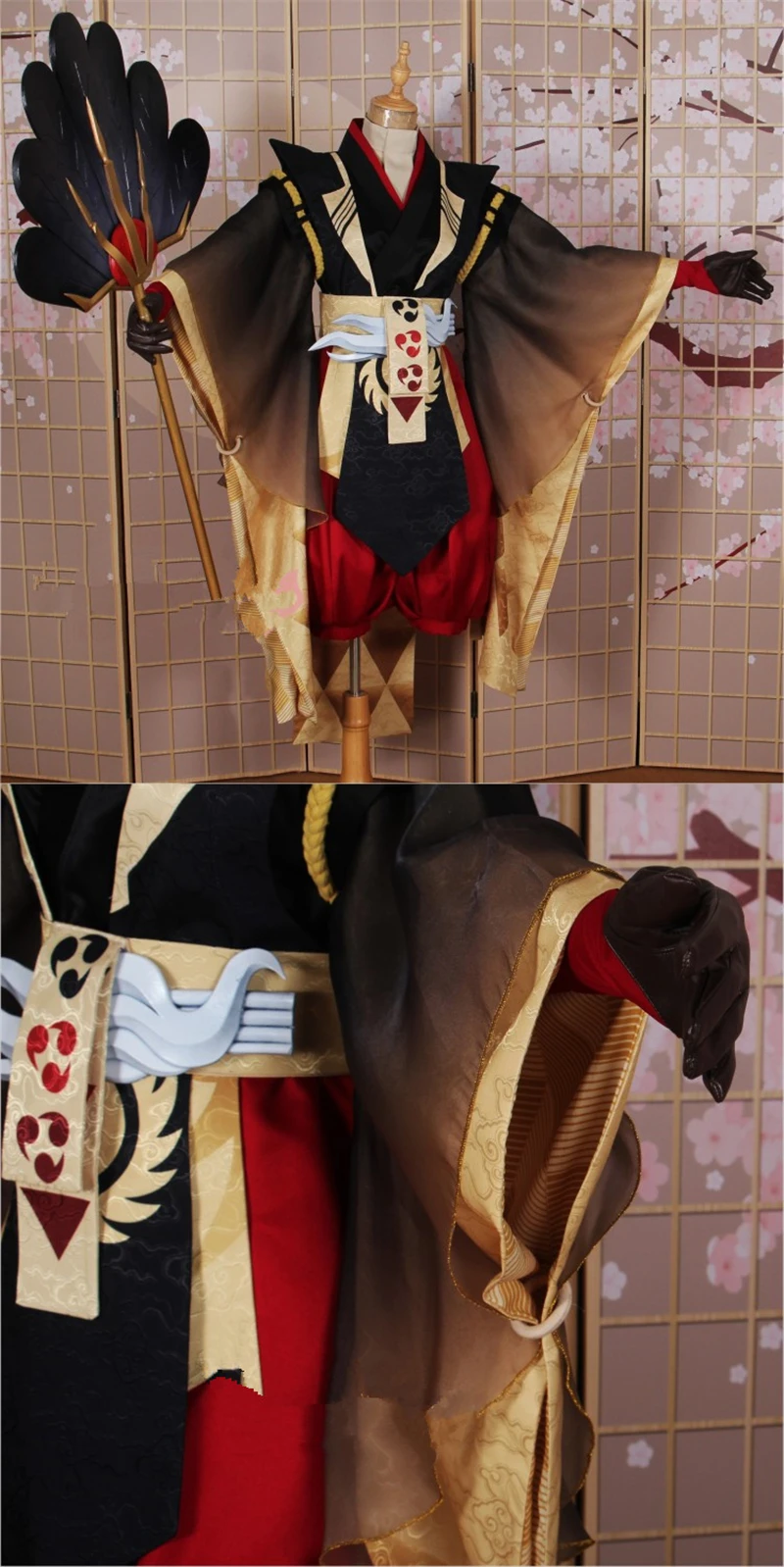 Индивидуальный размер игры Cos Onmyoji Tengou собака черный перо косплэй костюм костюмы на Хэллоуин японское кимоно мужской наряды
