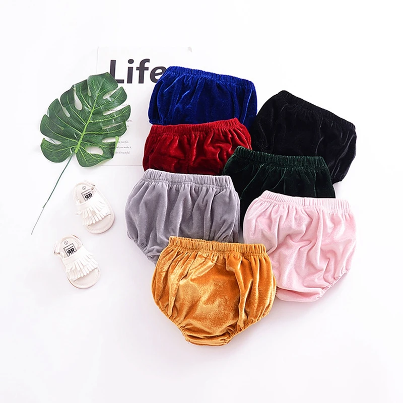 

New Baby Velvet Fashion Casual Large PP Shorts Infant Solid Color Cotton Linen Bloomers Toddler Girls Bread Pants Clothes