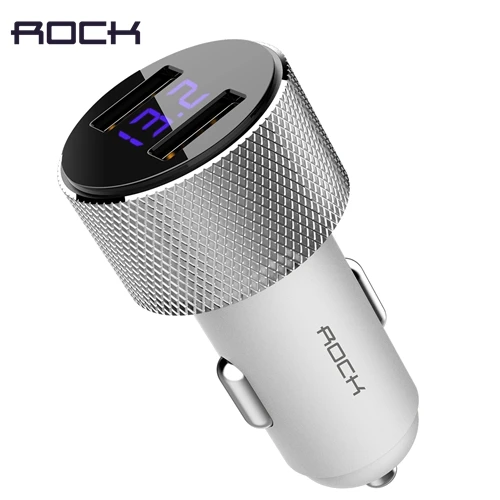 

ROCK LCD Digital Display Dual USB Car-Charger, Universal 3.4A LED 2 USB Car Charger adapter for Mobile Phones for Tablet PC