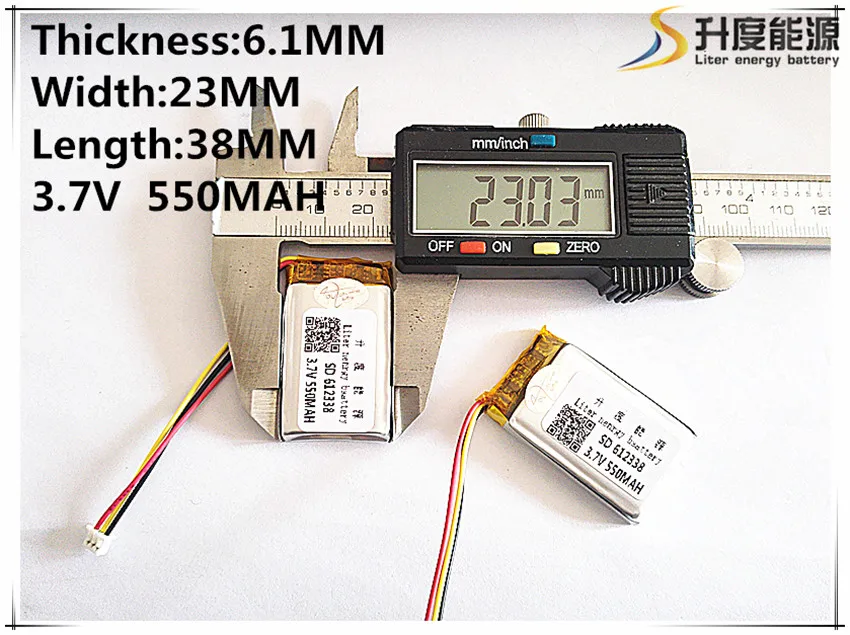 Free shipping Polymer battery 550 mah 3.7 V 612338 smart home MP3 speakers Li-ion battery for dvr,GPS,mp3,mp4,cell phone,speaker