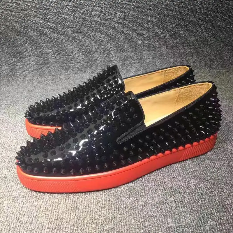 

Wholesale Low Top Loafers Men Brand Designer Shoes Mens Red Bottom Sneakers Luxury Spikes Leopard Casual Shoes Men Large Size 46