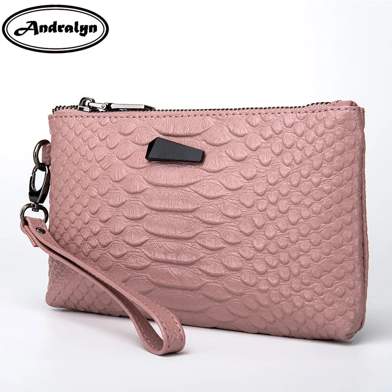 

Andralyn Europe New Crocodile Pattern Women Hand Bags Student Mini Clutch Wallet Cow Split Leather Phone Bag Day Cluthes