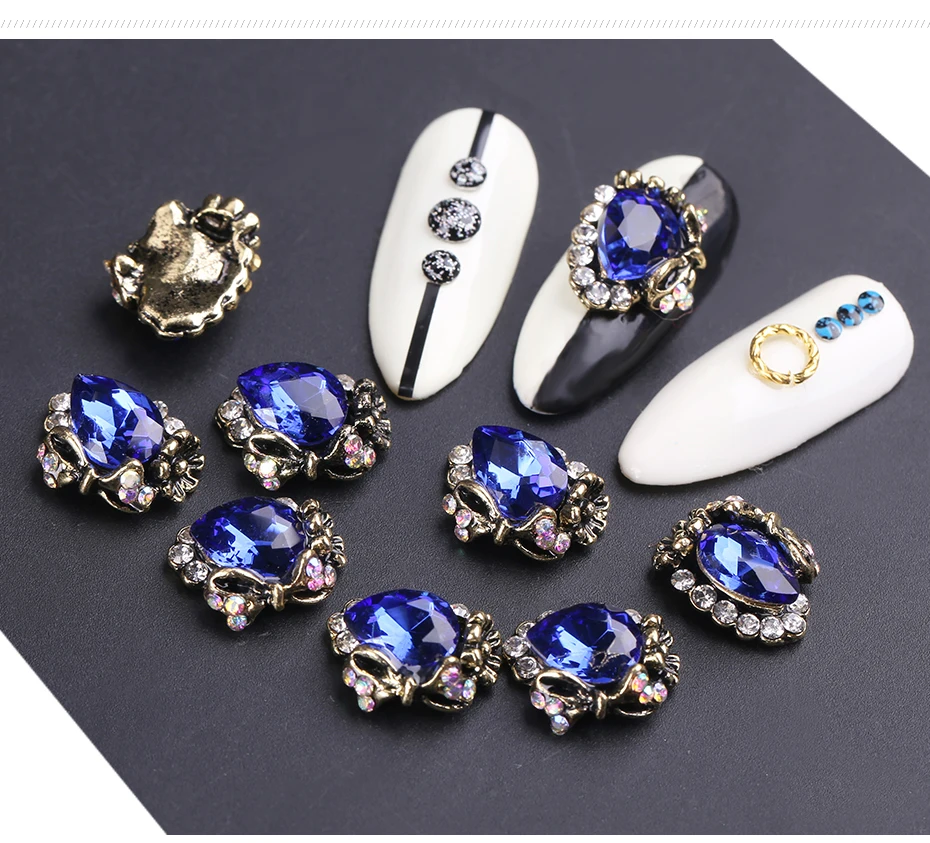 Blueness 10 шт./лот 3D дизайн ногтей украшения синий драгоценный камень дизайн Стразы для ногтей Дизайн Маникюр DIY ювелирные аксессуары советы