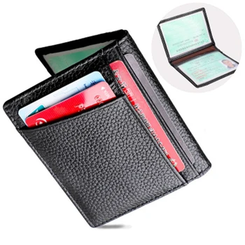 

New Arrival Fashion Pu Leather High Quality men's multi-function Mini Wallet driver's License Credit Card Holder ID Bag Wallet