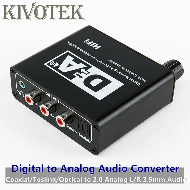T Digital To Analog Audio Converter Adapter,CoaxialToslinkOptical to 2.0 Analog LR 3.5mm Audio For DVD Amplifier Free Shipping  (2)