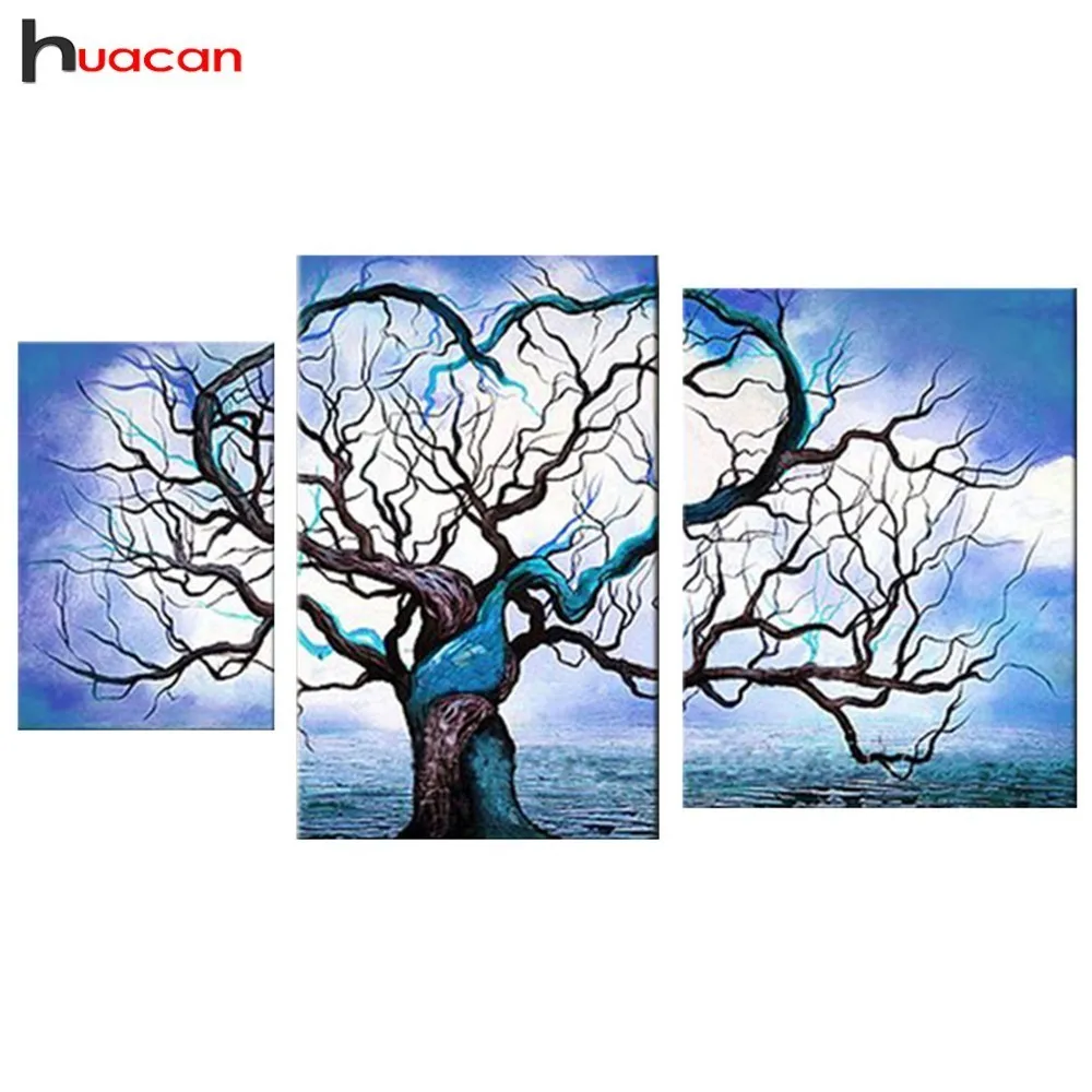

HUACAN DIY Diamond Painting Landscape Full Square Triptych 3pcs Diamond Mosaic Multi-picture Irregular Combination Home Decor