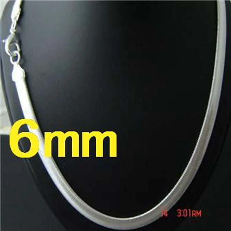 wholesale 6mm Herringbone / snake CHAIN Necklace 20inch Free shipping,d silver plated chain