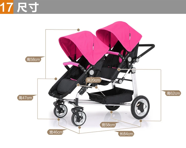 Новое обновление многофункциональная Многодиапазонная Регулируемая коляска для малышей-близнецов двухместная тележка для новорожденных корзина 0-3Y