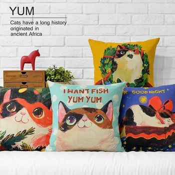 

Nordic Creative "Meow star people" pillow , Cartoon Cat pillow Cushion ,Linen pillowcase,home decorative sofa pillows