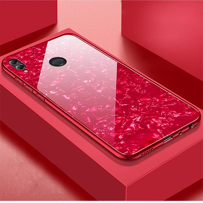 Жесткий чехол из закаленного стекла для Huawei Honor 8X Max Play Bling Conch Shell мягкая