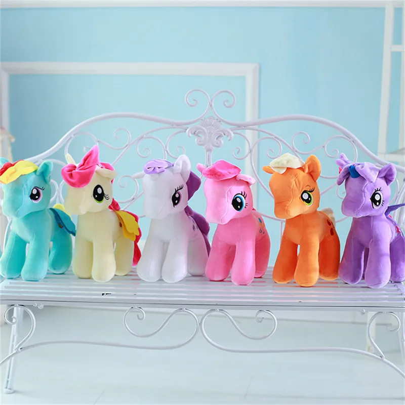30cm Cartoon my beautiful little Rainbow horse Soft Plush poni Animal dolls for Baby children Christmas