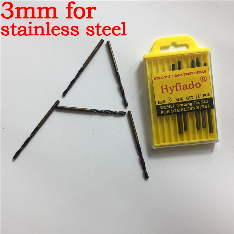 

10 Pcs Straight Shank Twist HSS Carbide 3mm Drill Bit For Steel