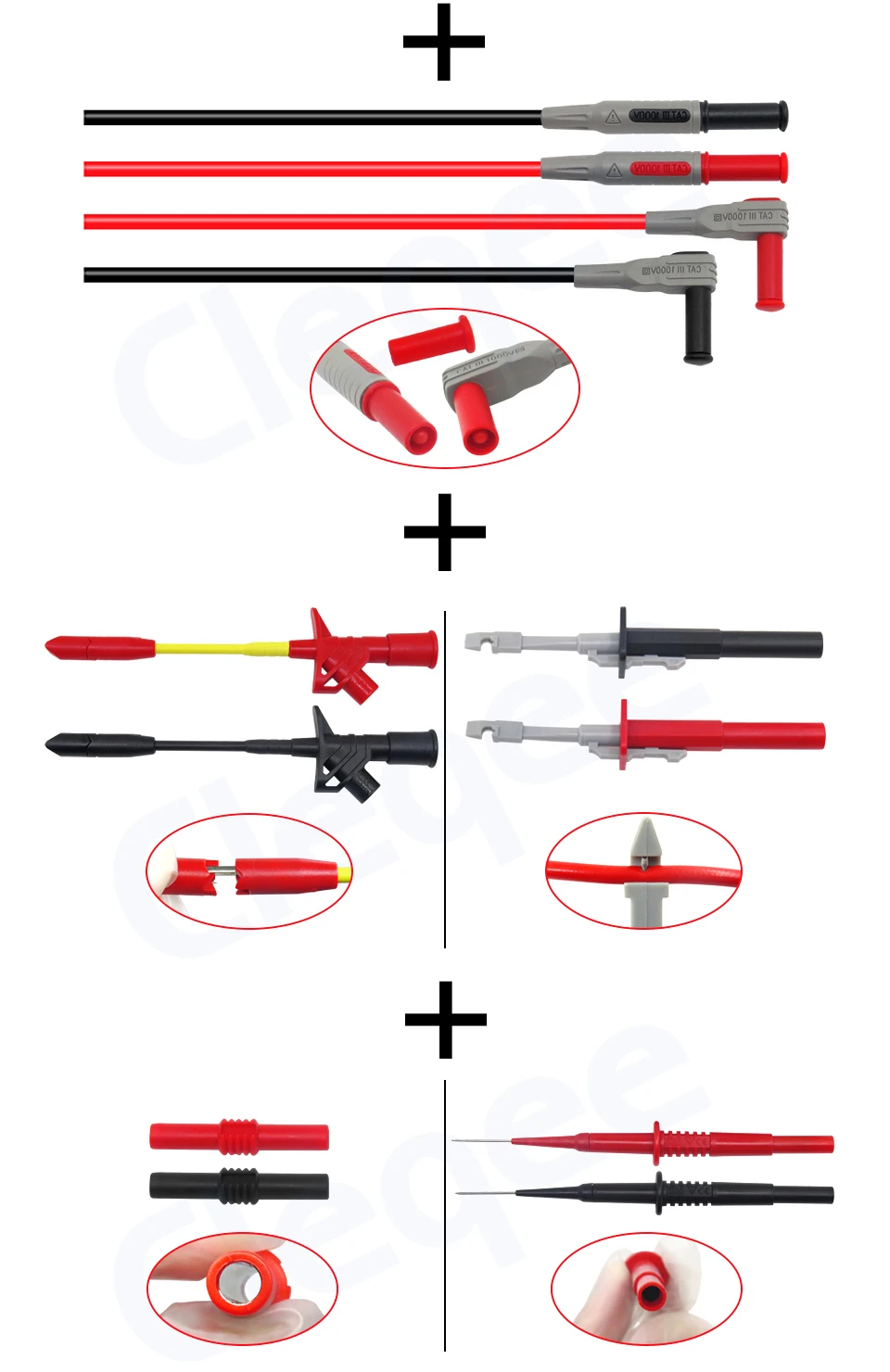 Cleqee P1600C/D/E/F 18 en 1 enchufable sonda de prueba kit de sonda IC gancho de prueba Fluke BNC-cable de prueba