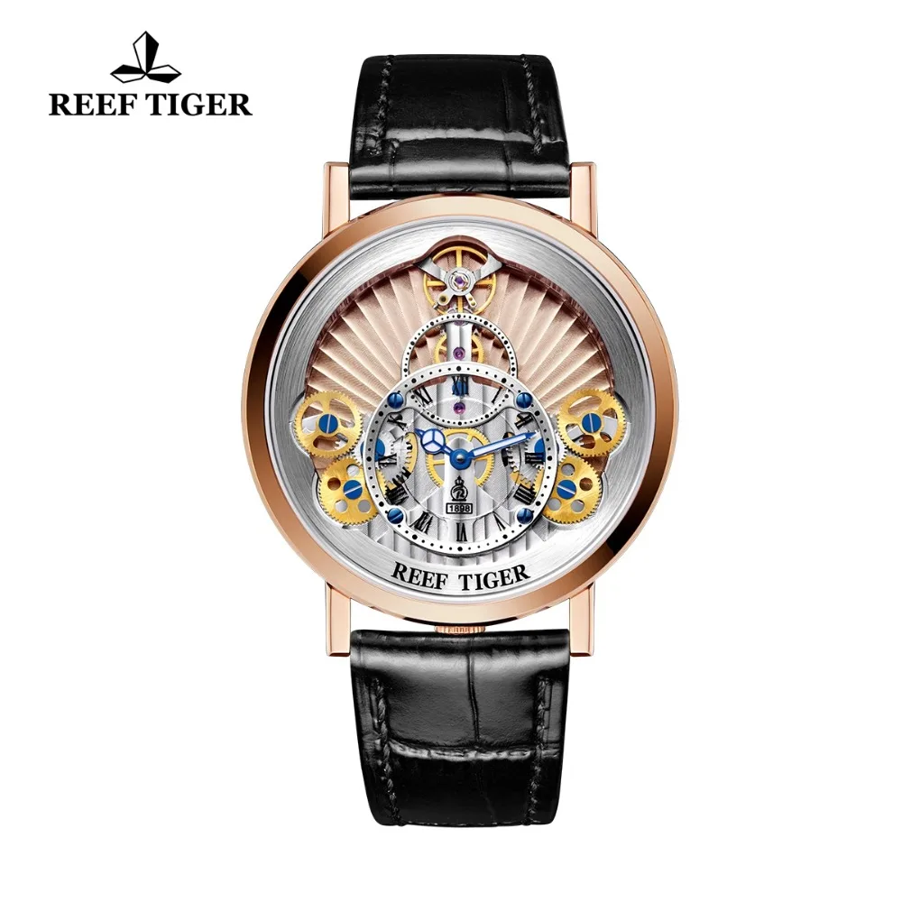 

2019 New Reef Tiger/RT Brand Mens Designer Casual Watch Fashion Quartz Skeleton Rose Gold Watches Relogio Masculino+Box RGA1958