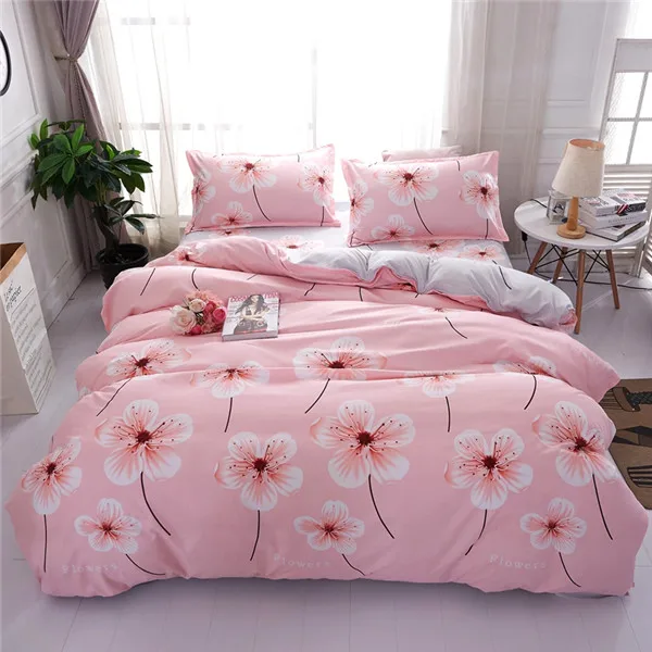 New yellow and pink flowers bedding sets twin full queen king size Cute Girls Good quality duvet