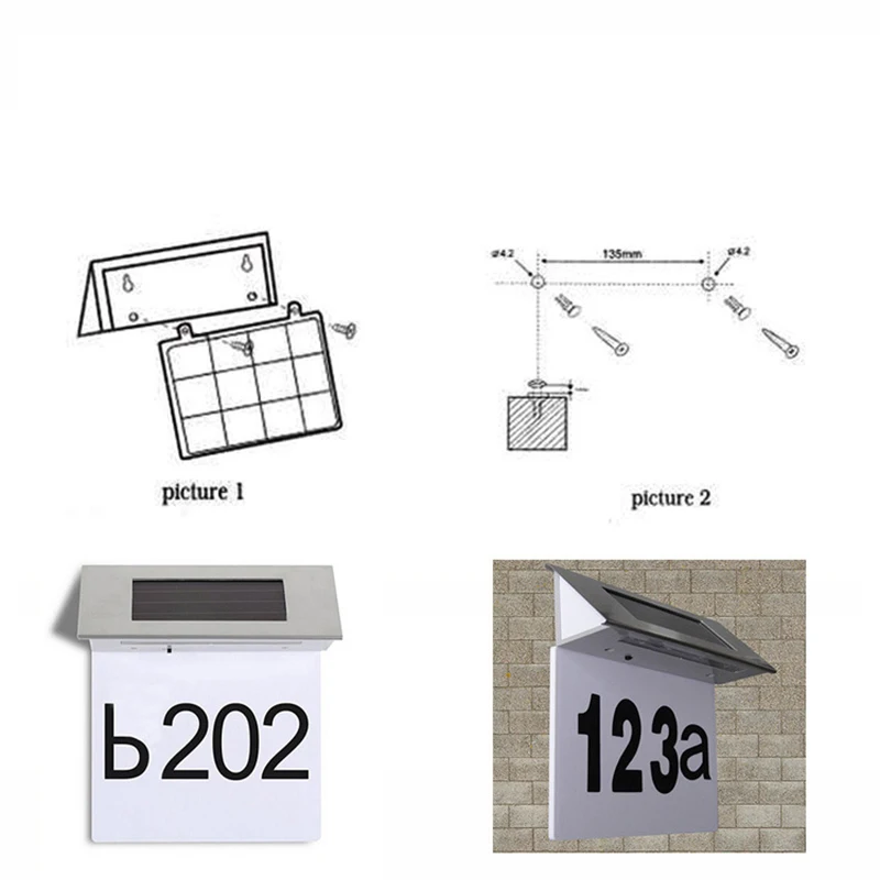 Солнечный светильник ed на заказ почтовый ящик дома номера доска открытый водонепроницаемый настенный художественный домашний сад адрес светильник светодиодный металлический D