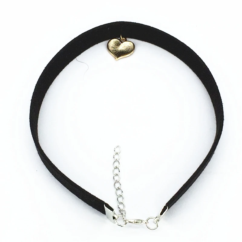 Горячая Мода Bijoux черный бархат ленты сплетни/Сердце ожерелье кулон Макси