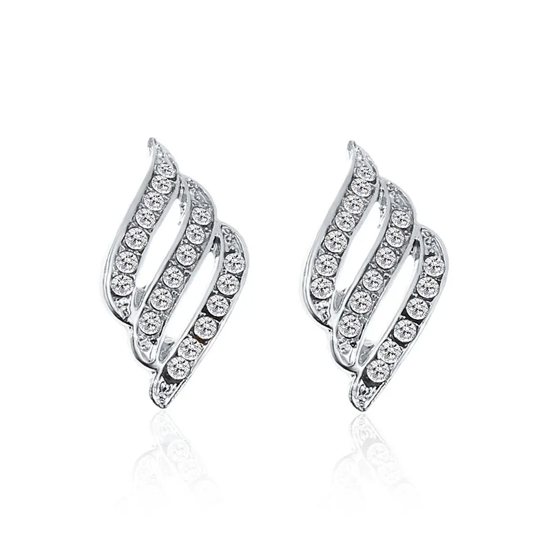 

Fashion Jewelry for women stud earring gold color crystal shiny Female geometric long Brinco Earing oorbellen 2019