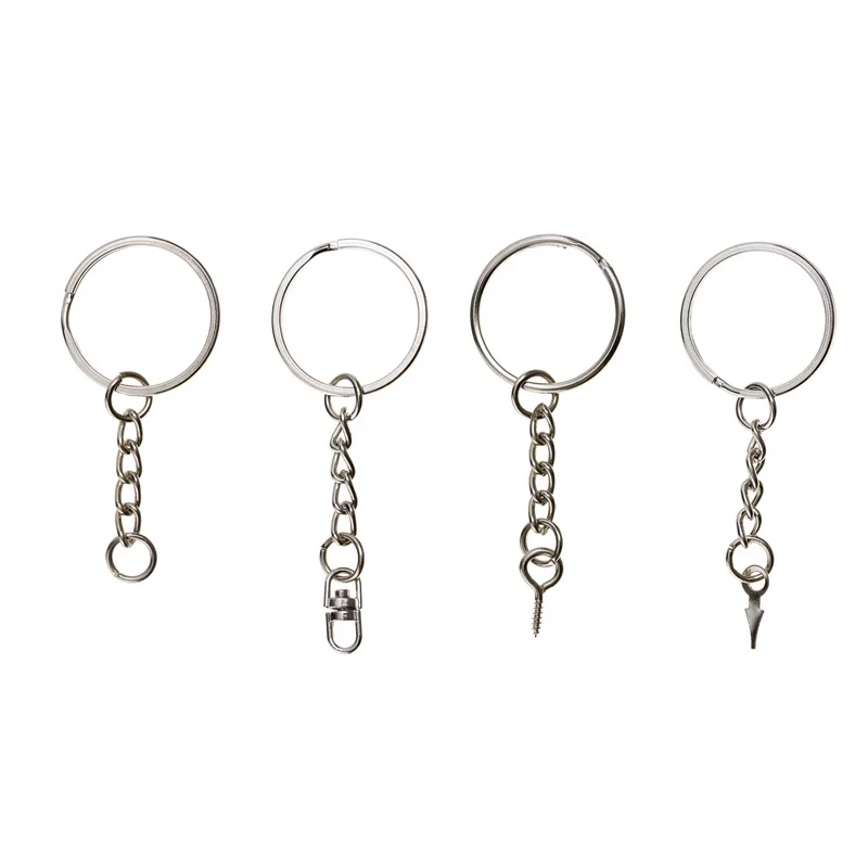 

20pcs/Lot 25mm Diameter Nickel Plated Tone Keyring Eye Pins Split Keychain with Screw Key Chains DIY Sleutelhanger/Aros Llaveros
