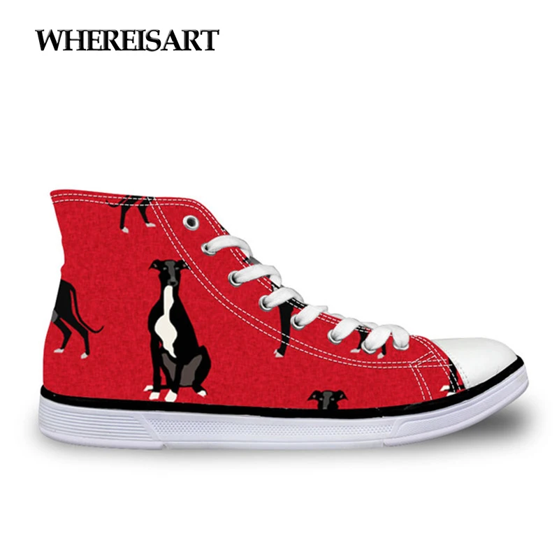 

WHEREISART Greyhound Gray Womens Vulcanize Shoes Spring Girls Female Casual Canvas Shoes Breathable Walking Shoes Espadrilles