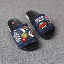 2017 summer new tide cowboy flat down casual wild word drag slippers female summer fashion wear