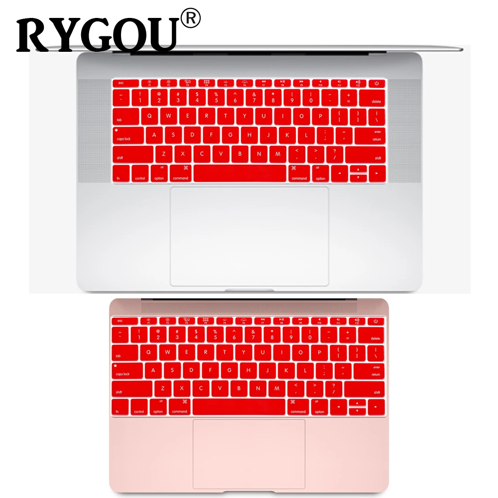 Английская Силиконовая клавиатура для MacBook Pro, 13 дюймов, не сенсорная панель, выпуск+, и для MacBook 12 дюймов, A1534, A1931, пленка для кожи - Цвет: Красный