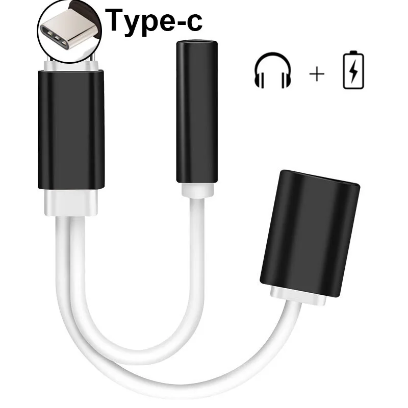 

2 in 1 Type-C to Type C 3.5mm Aux Jack Charging Cable Type-C to Audio Adapter Splitter Adapter For Samsung S9 Huawei XIAOMI