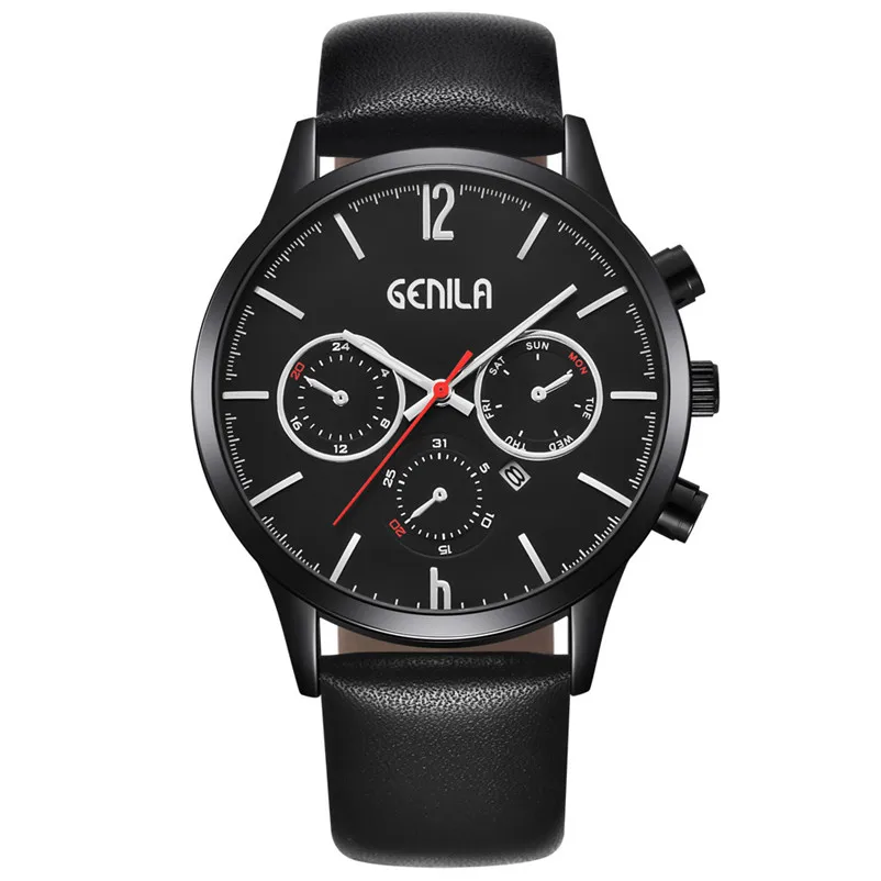 

GENILA Men Watches Military Leather Waterproof Date Quartz Analog Army Men's Quartz Wrist Watches 2018 Relogio Masculino Z40