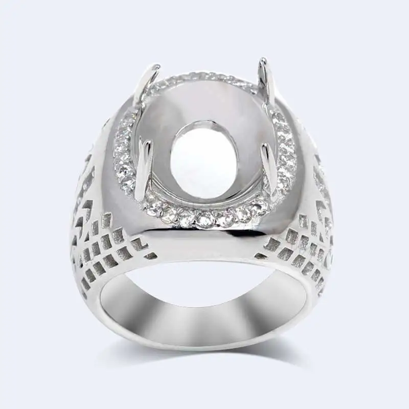 #RSHC3009 Genuine 925 Sterling Silver High Quality Big Men's Ring Without Main Stone Ready for Big Stone