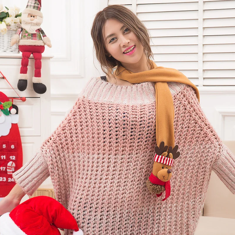 

New Design Women Red Long Scarf Christmas Santa Claus Shawl Lady Necklace Scarves Wraps female shawl hot sale