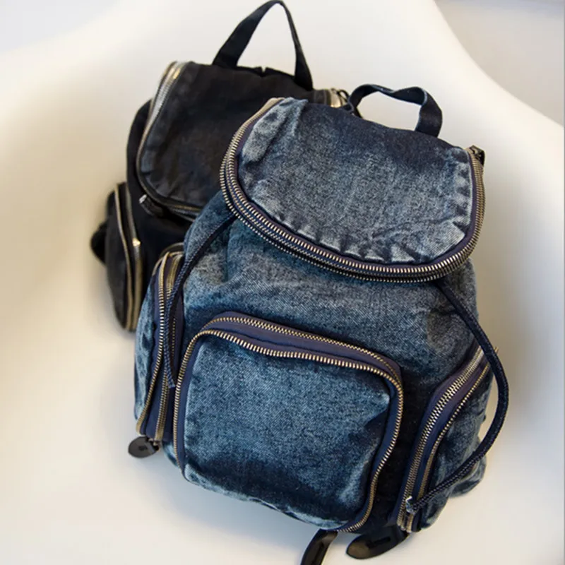 Móda Dámské batohy Preppy Style Denim batoh školní tašky pro teenagery pytel na šňůrky Pánské Mochilas Mujer 2015