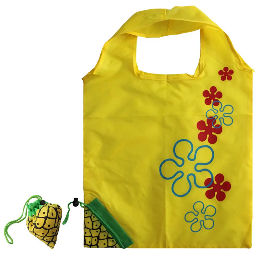 Складные Многоразовые нейлоновые сумки для покупок фрукты клубники дизайн Экологичная, вместительная сумка для хранения сумка-кисет Водонепроницаемый милый - Цвет: pineapple