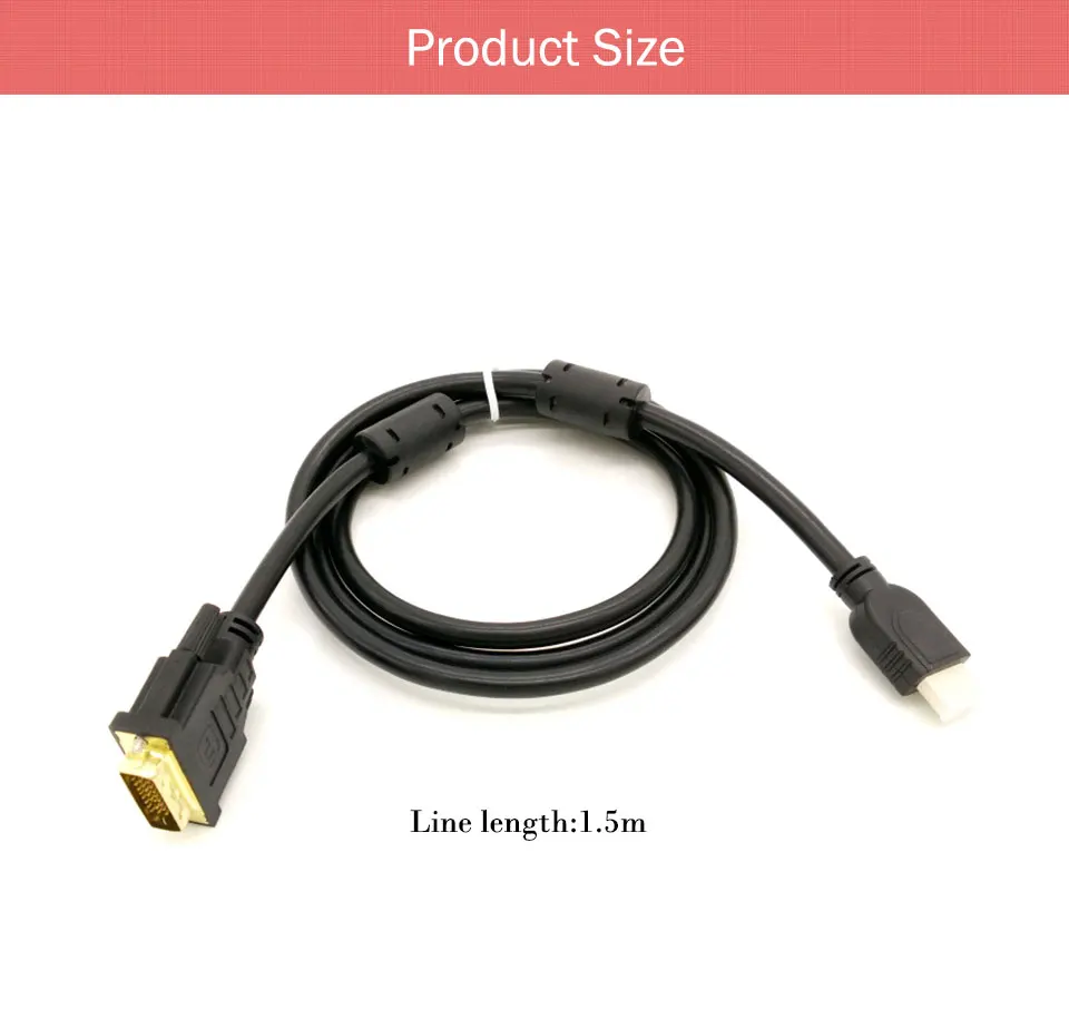 High Speed HDMI to DVI 24 + 1 pin Male to Male Adapter Converter hdmi 3D cable 1080P to Computer XBOX DVD HDTV LCD Cable (2)