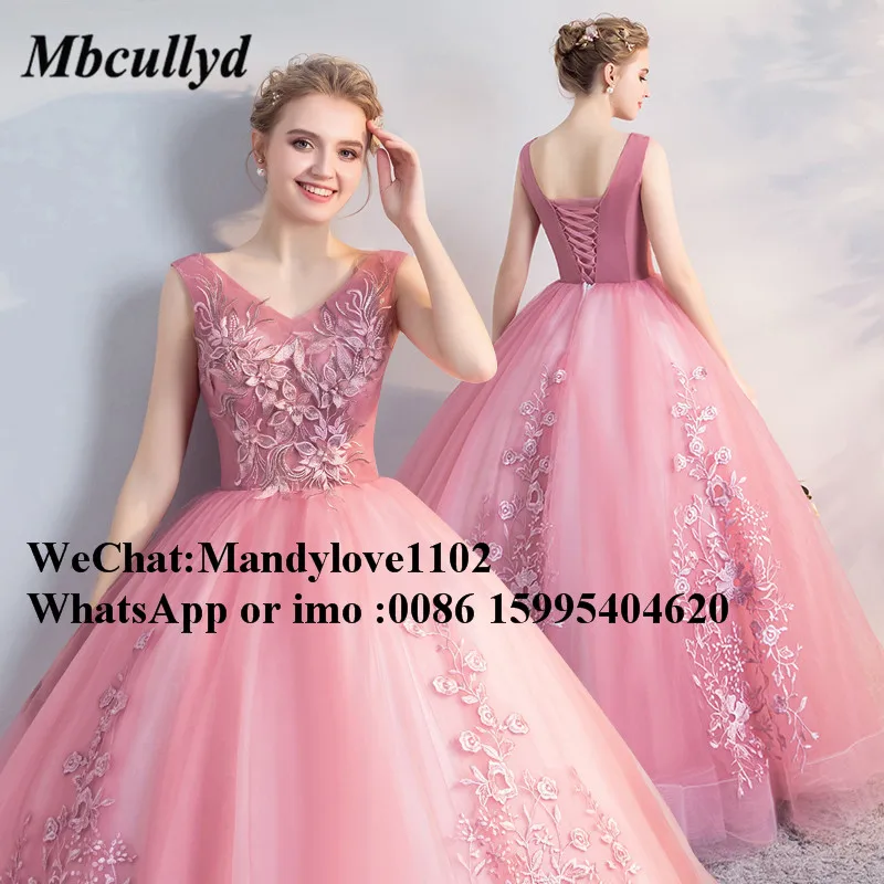 Очаровательные розовые кружевные платья Mbcullyd для Quinceanera 2019 сексуальное бальное