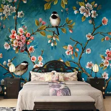 Фото обои 3D стерео китайские цветы роспись в виде птиц спальня гостиная дизайн текстура обои Papel де Parede цветочный 3D