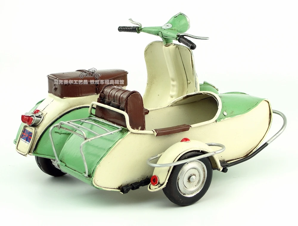 Vespa Scooter Sidecar Motorcycle Model Handmade Antique Metal Vespa Scooter Sidecar Motorcycle Model Handmade Antique Metal