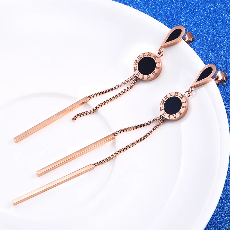 

Women's Earrings Tassel Rose Gold Stainless Steel Long Earrings for Women Fashion Jewelry