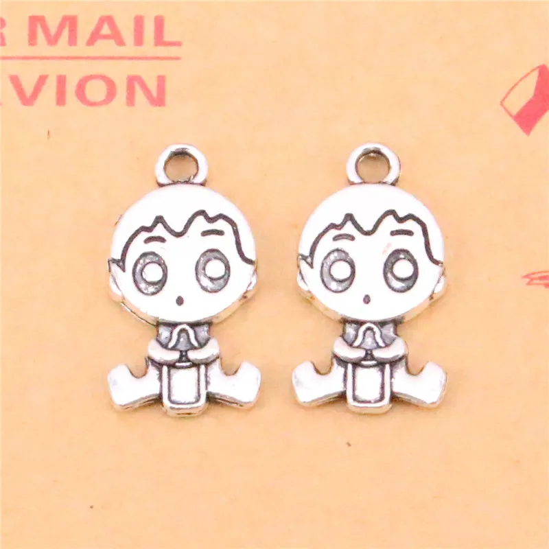 10pcs Tibetan Silver Plated baby boy Charms Pendants for Jewelry Making