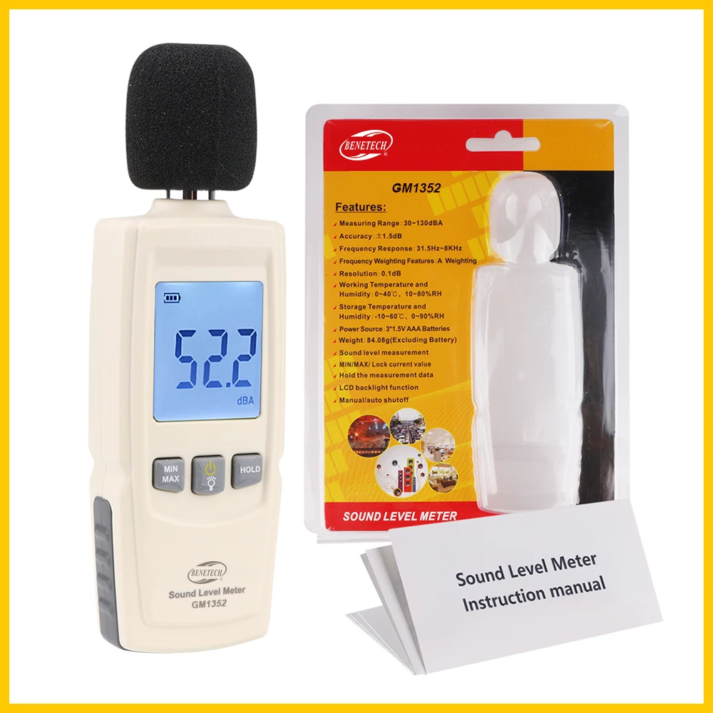 Digital Mini Sound level meters Decibel meter Noise Audio detector Diagnostic-tool Automotive Microphone Tester GM1352-BENETECH 6