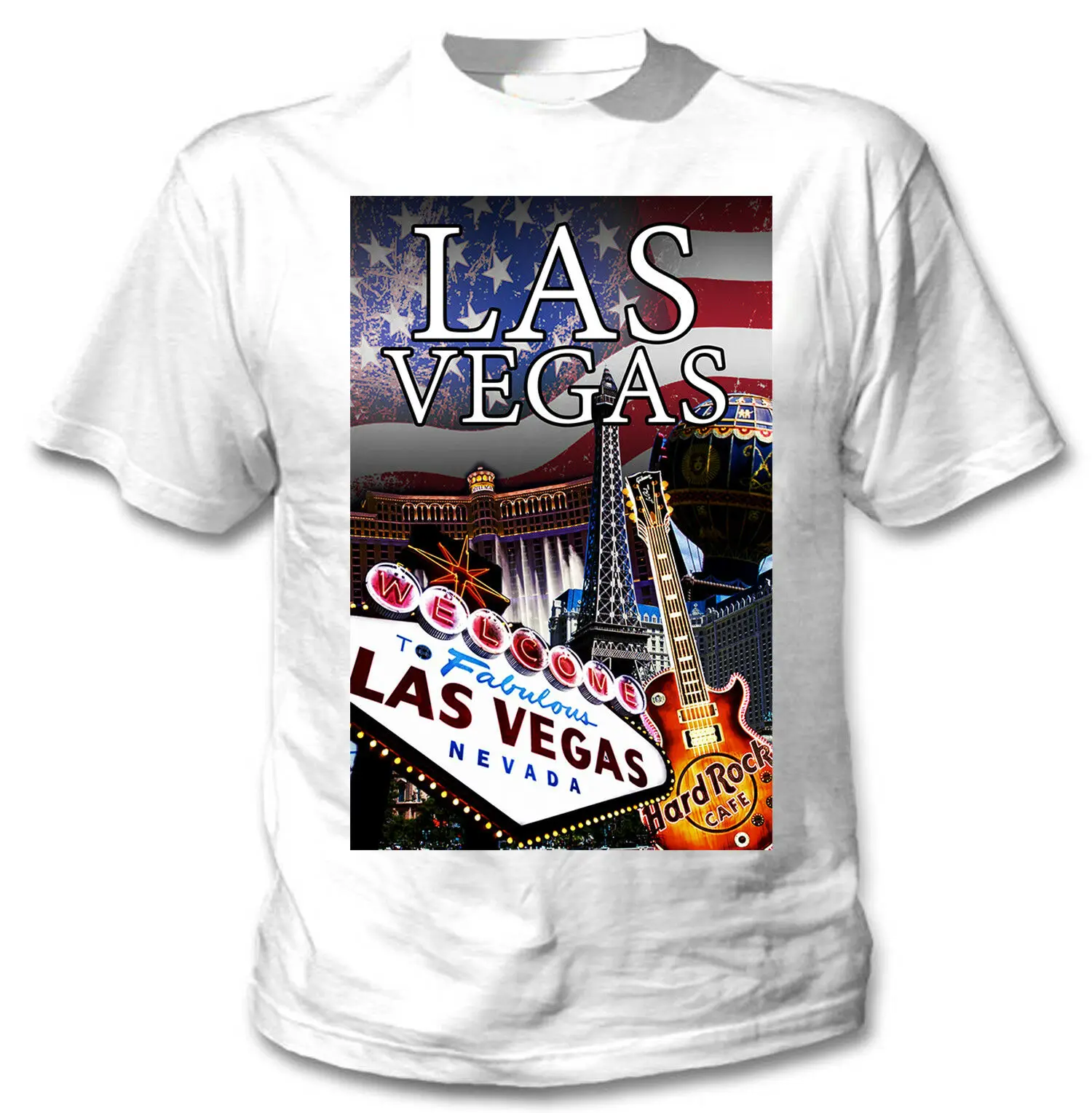 

Las Vegas City USA - Men's Casual O-Neck Broadcloth Tshirts