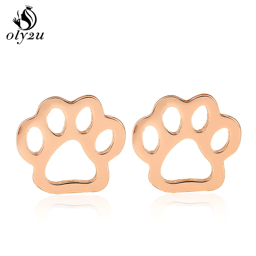 2017 Fashion Bear Paw print earrings Dog Posts Dog Lover Gifts Cartoon Studs