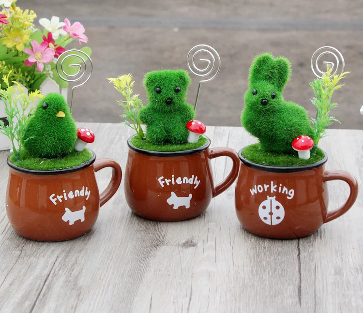 

Japanese cute ceramic cup animal shape desktop mini ornaments simulation flocking business card holder