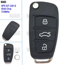 WALKLEE 8P0837220G Remoto Chave 315 MHz trabalho para Audi A3 S3 A4 S4 TT 8P0 837 220G/220G Transmissor Entrada Keyless ID48