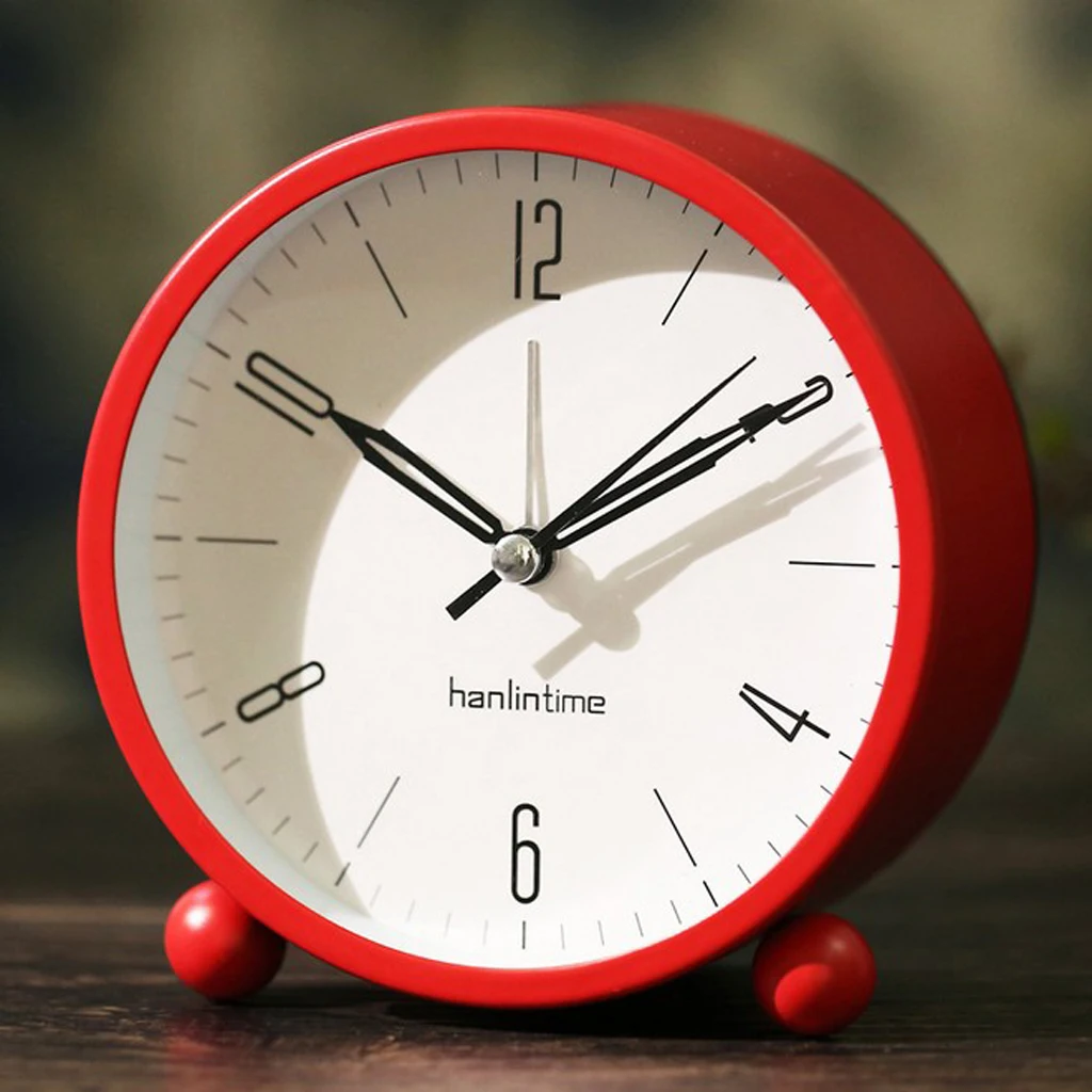 4inch Silent Non Ticking Quartz Battery Operated Round Bedsides Alarm Clock with Night Light for Kids Bedroom Student Dorm