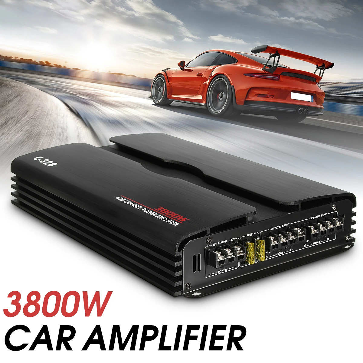 

Car Amplifier Subwoofer 3800W RMS 4/3/2 Channel 12/24V Powerful 4ohm Truck Car Amplifier Audio Power Stereo Amp Speaker Black