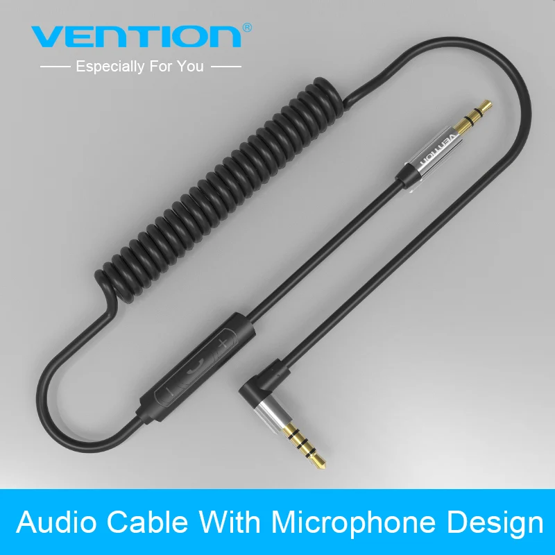 

Vention 3.5mm Jack Audio Cable Stereo Coiled Aux Cable Angle with Handsfree Speakerphone in-Line Remove Control for Car Phone