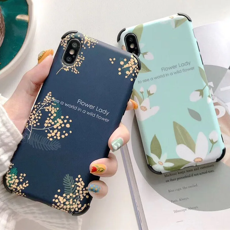 

Vintage Flower Letters Anti-knock Phone Cases For iPhone XS Max XR X XS 6 6S 7 8 Plus Soft IMD Phone Back Cover Case Gifts