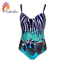 Andzhelika, купальники размера плюс, сексуальный цельный купальник с принтом в виде листьев, женская летняя пляжная одежда, винтажные купальники, боди, монокини