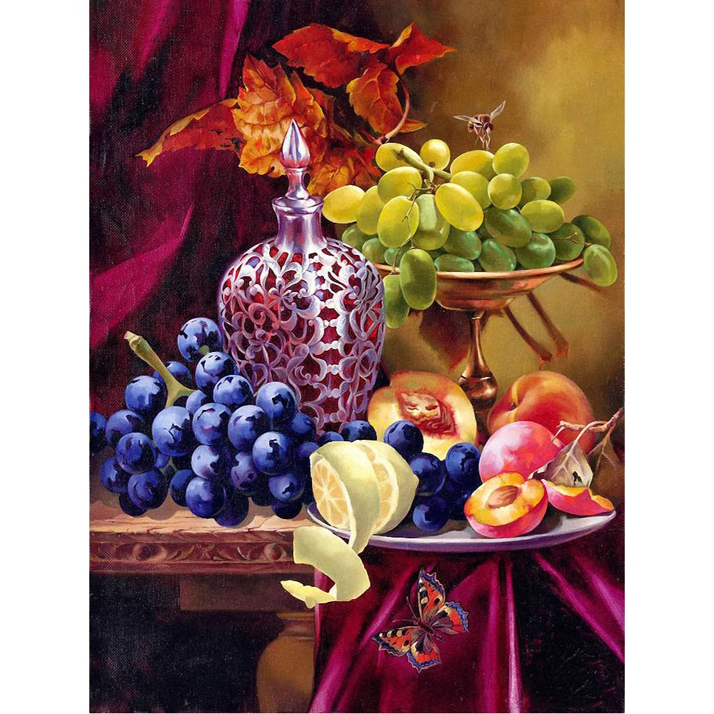 

DIY Diamond Painting Cross-Stitch Kits Diamond Embroidery Pictures Of Rhinestones Fruit Grape Light Painting By Numbers R1200