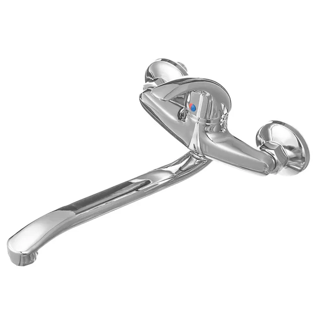 Xueqin Extended Spout Bathroom Basin Faucet Chrome Polished Single Handle  Sink Water Mixer Tap Cold And Hot Wall Mounted